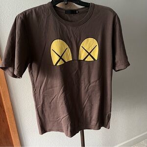 ORIGINAL FAKE sz 3 US sz M BROWN Eyes Tee Tshirt Medicom Toy KAWS